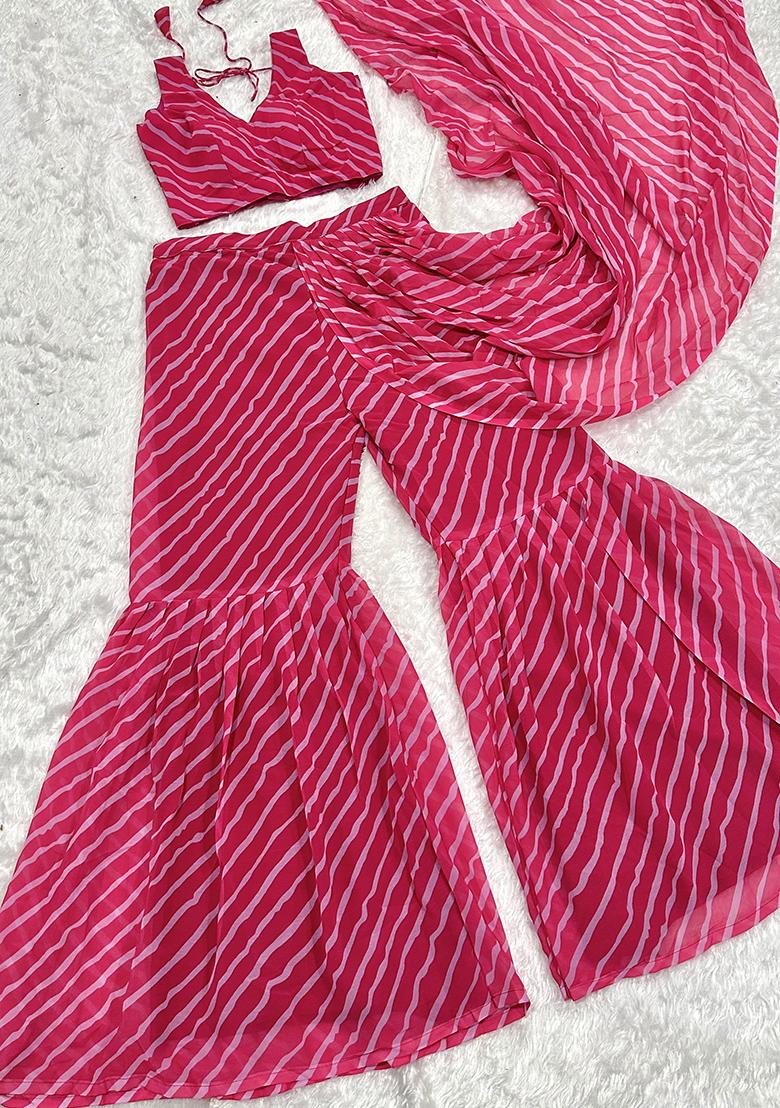 Bottle Green Sequin Work Georgette Saree Set