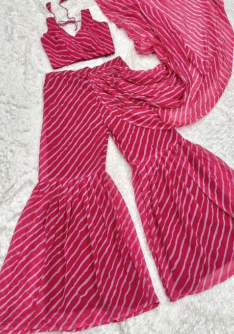 Bottle Green Sequin Work Georgette Saree Set