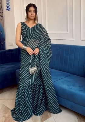 Pink Sequin Work Georgette Saree Set