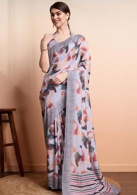 Multi Floral Georgette Saree Set