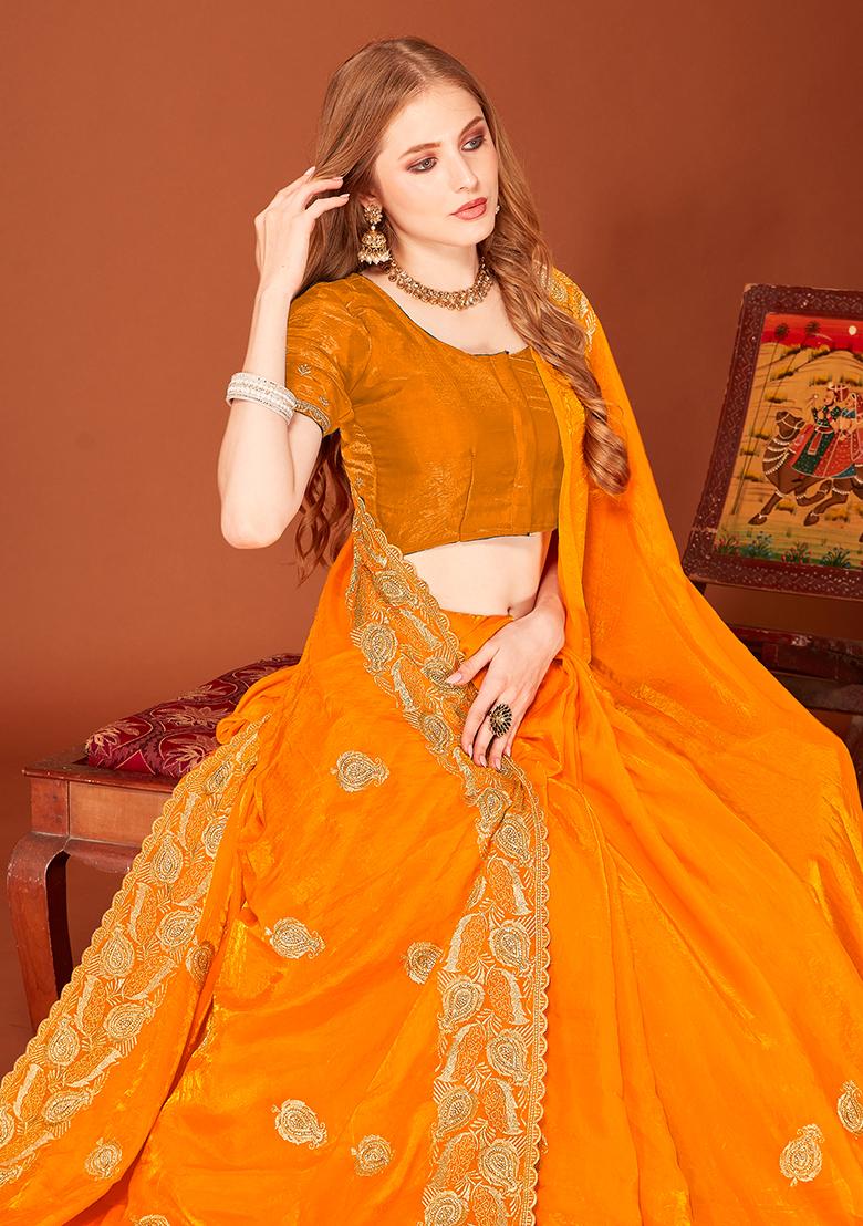 Mustrad Embroidered Silk Saree Set - Indya