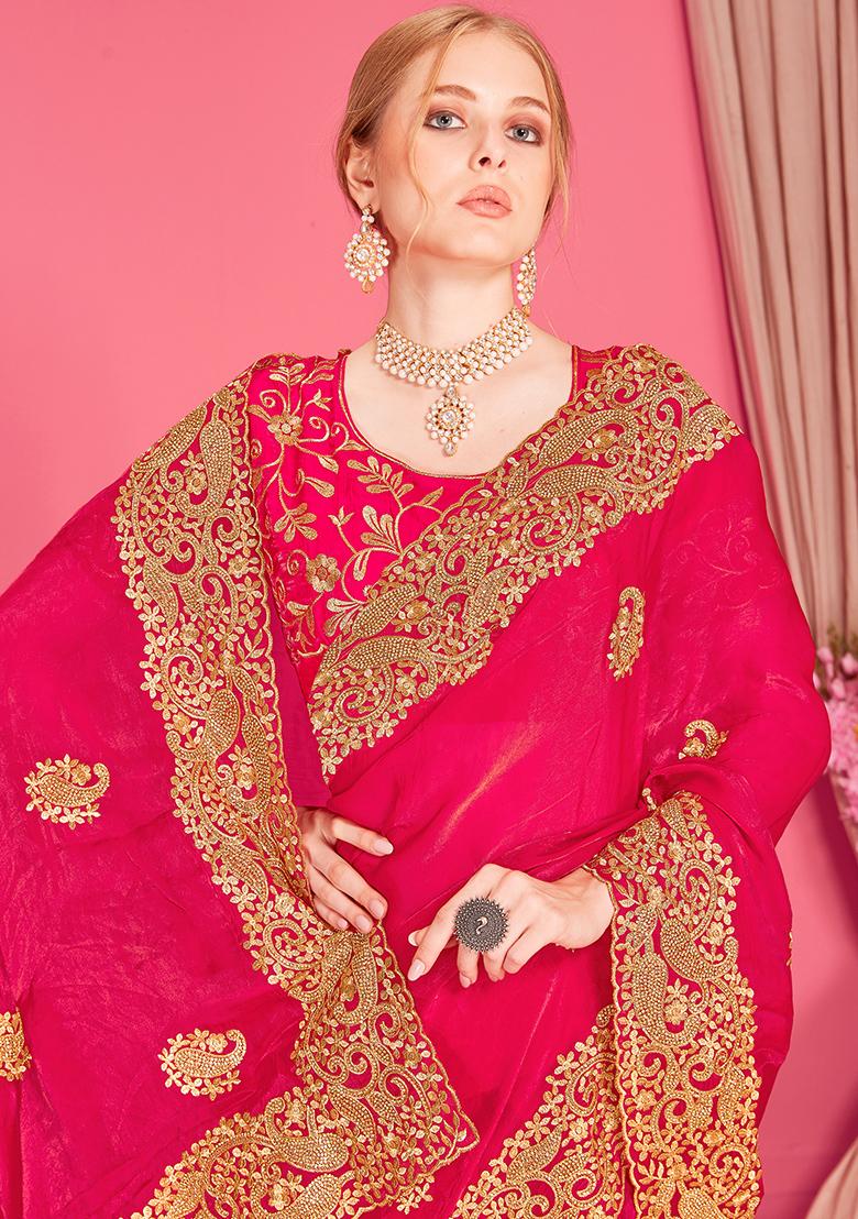Rani Embroidered Silk Saree Set - Indya