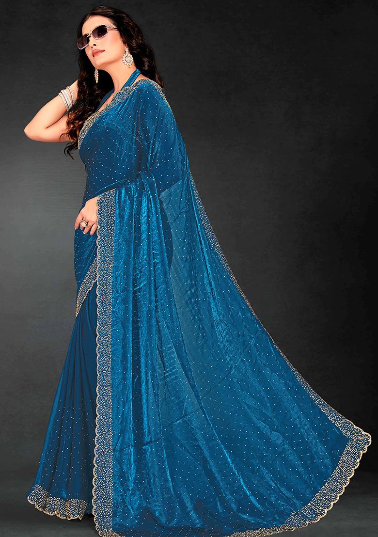 Morpeach Embroidered Silk Saree Set - Indya