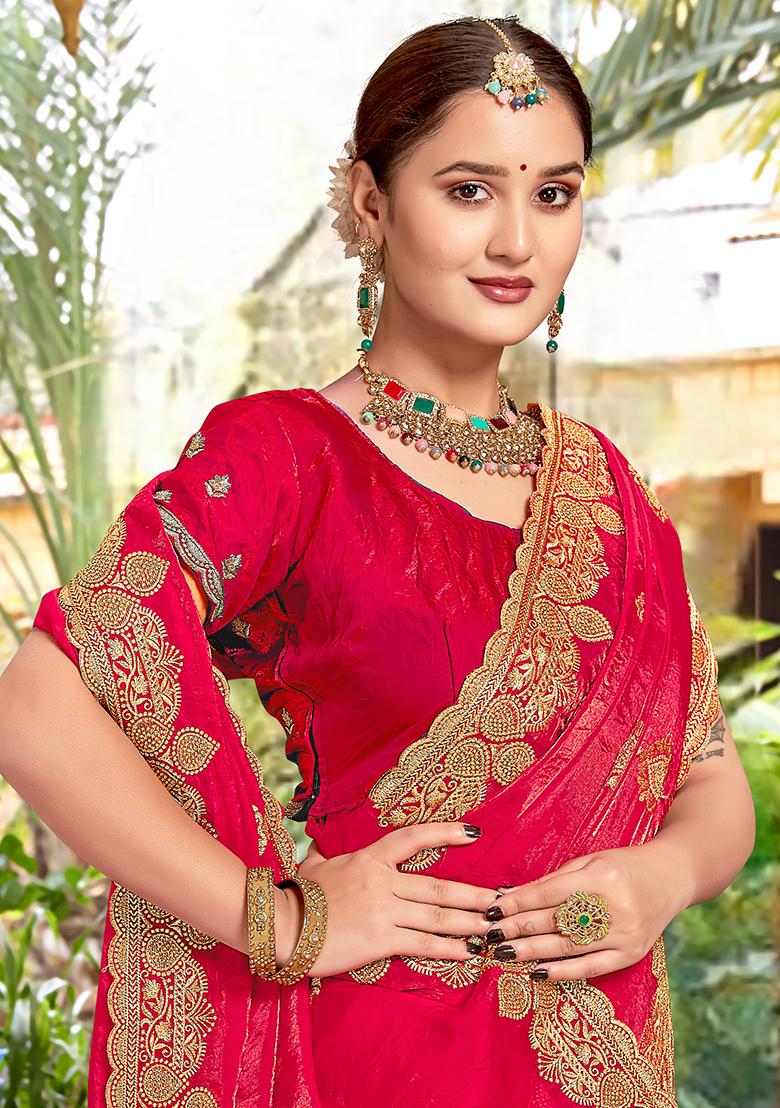 Rani Embroidered Silk Saree Set - Indya