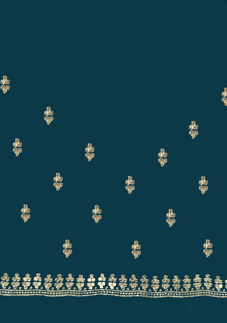 Morpeach Embroidered Silk Saree Set