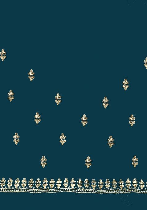 Morpeach Embroidered Silk Saree Set