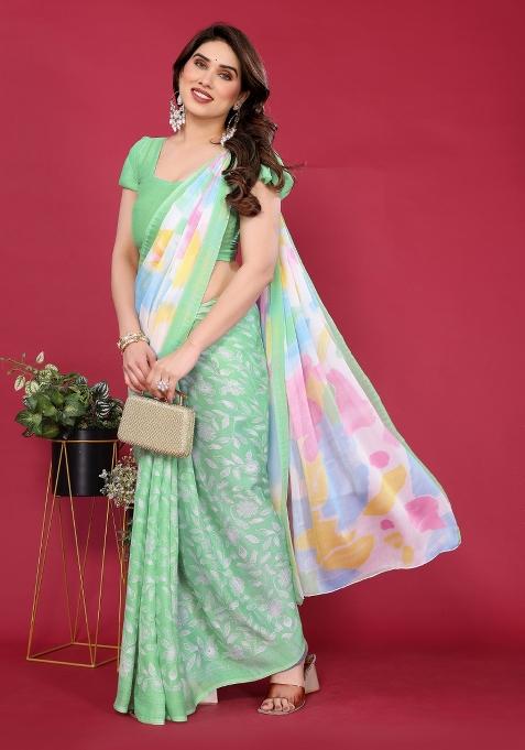 Pista Printed Blended Saree Collection