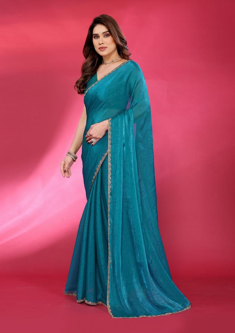 Firozi Printed Blended Saree Collection - Indya