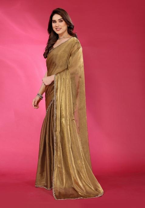 Gold Printed Blended Saree Collection