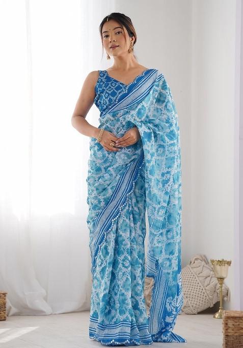 Sky Printed Blended Saree Collection
