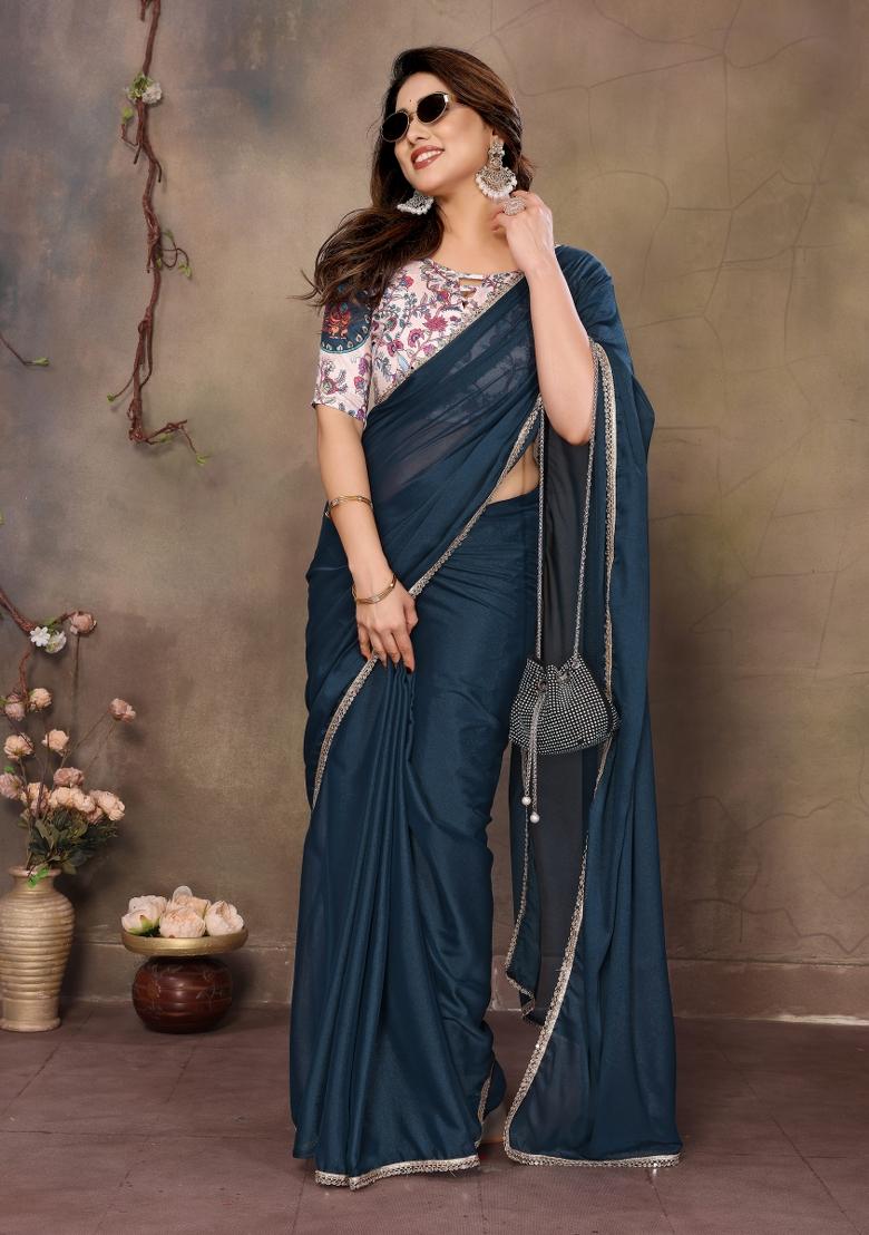 Morpeach Printed Blended Saree Collection - Indya