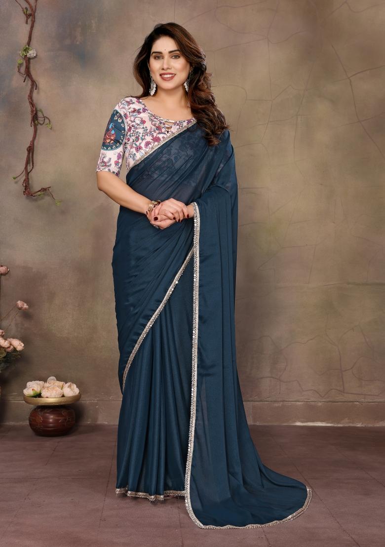 Morpeach Printed Blended Saree Collection - Indya