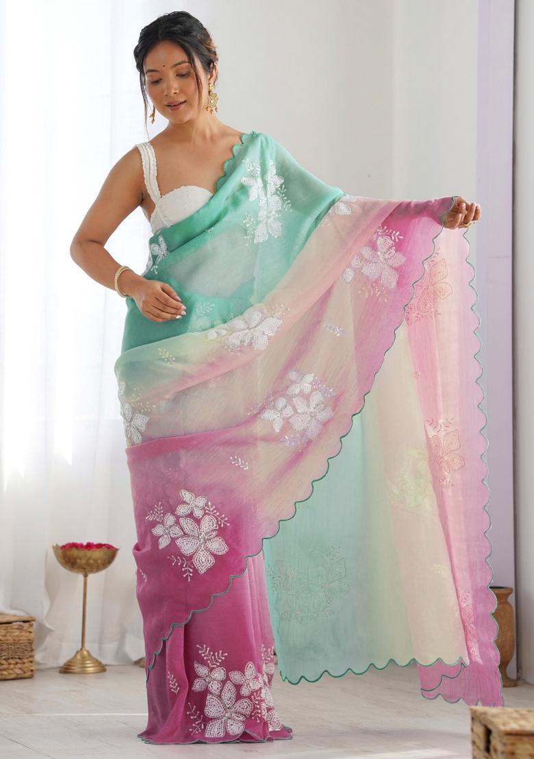 Rama Printed Blended Saree Collection - Indya