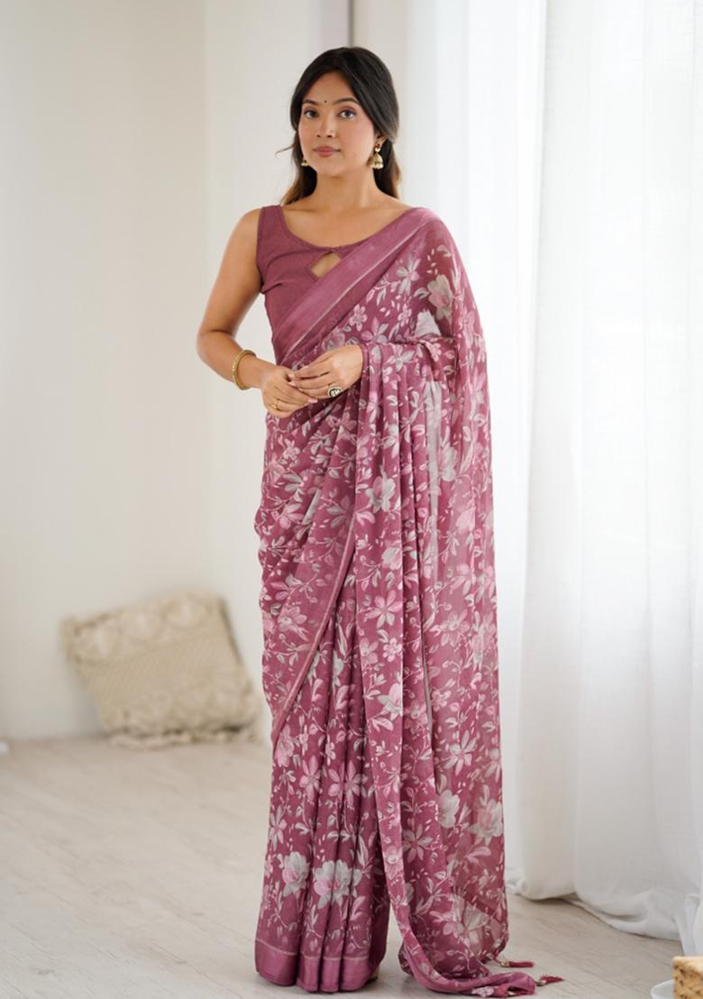 Multicolor Printed Blended Saree Collection - Indya