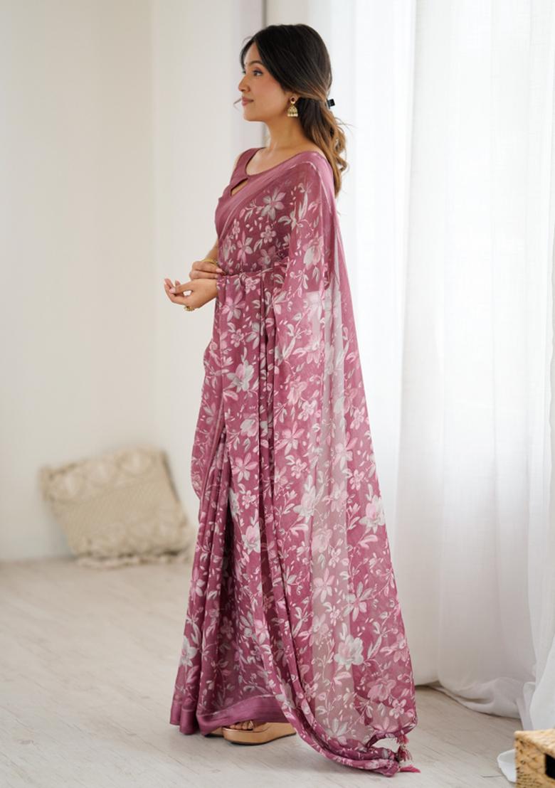 Multicolor Printed Blended Saree Collection - Indya