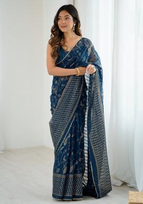 Morpeach Lace Border Blended Saree Collection