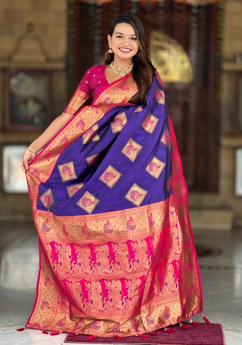 Violet Weaving Blended Saree Collection - Indya