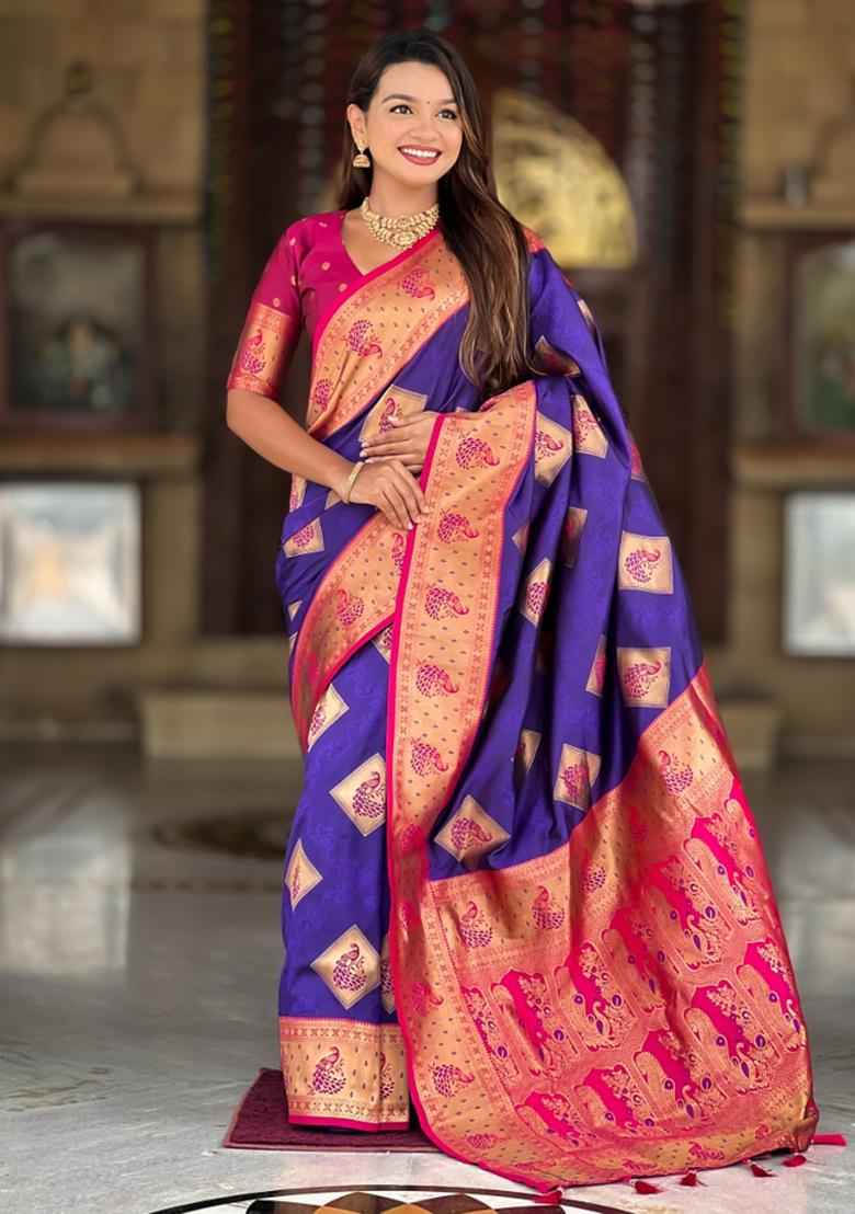 Violet Weaving Blended Saree Collection - Indya