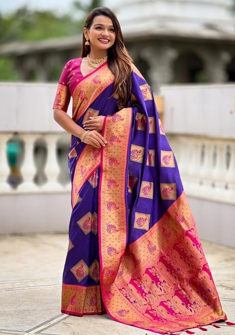 Violet Weaving Blended Saree Collection