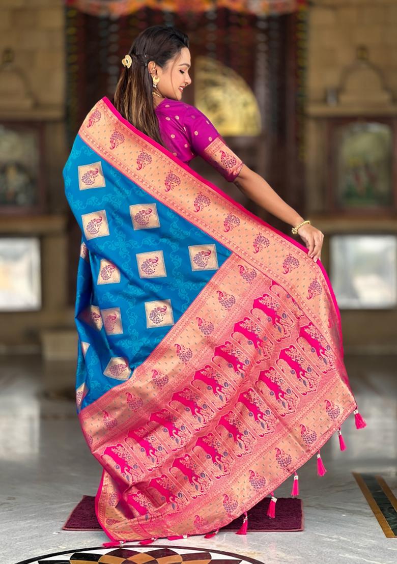 Firozi Weaving Blended Saree Collection - Indya