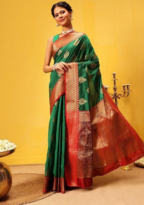 Green Woven Design Banarasi Silk Saree