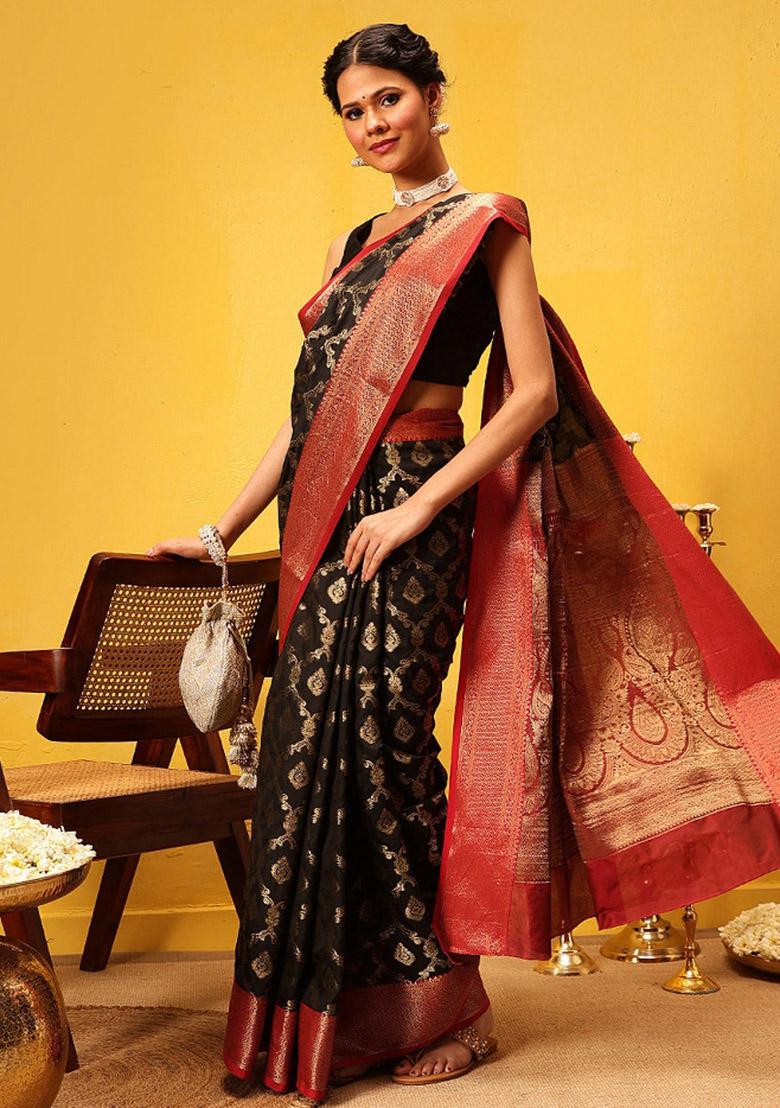 Black Woven Design Banarasi Silk Saree