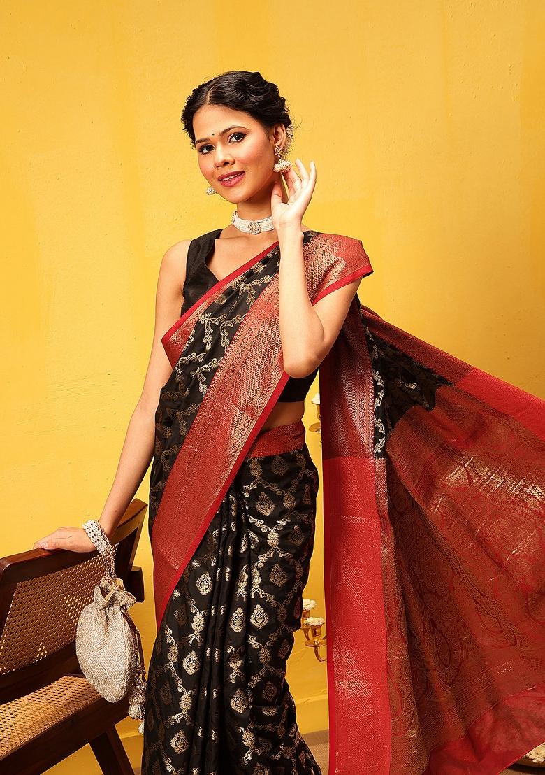 Black Woven Design Banarasi Silk Saree
