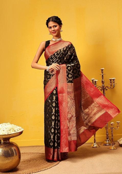 Black Woven Design Banarasi Silk Saree