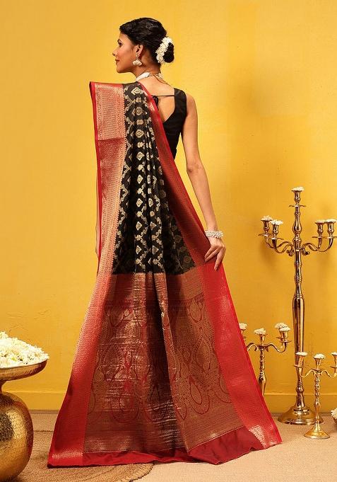 Black Woven Design Banarasi Silk Saree
