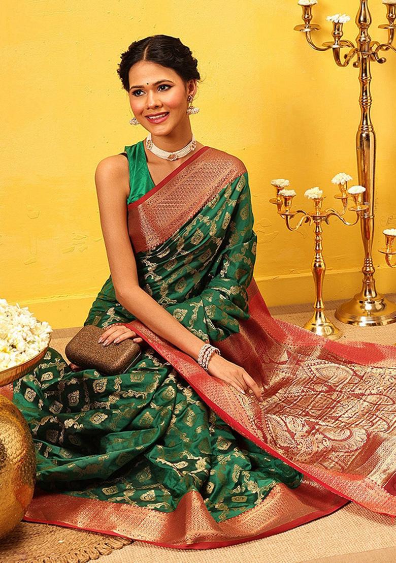 Green Woven Design Banarasi Silk Saree