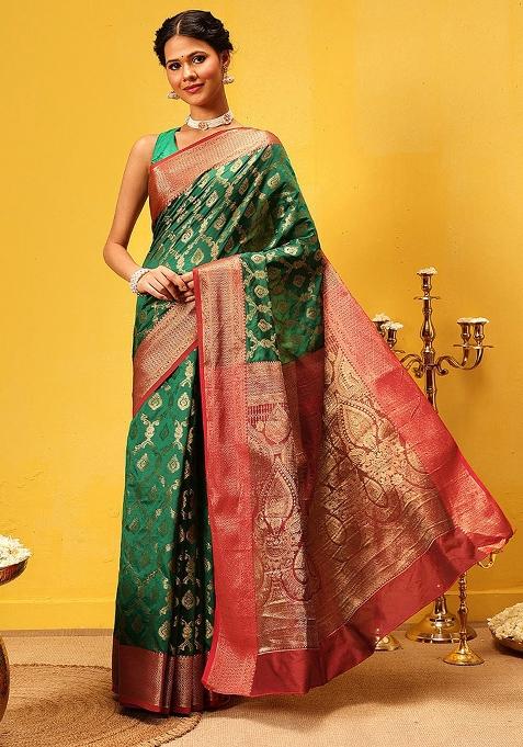 Green Woven Design Banarasi Silk Saree