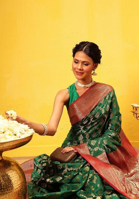 Green Woven Design Banarasi Silk Saree