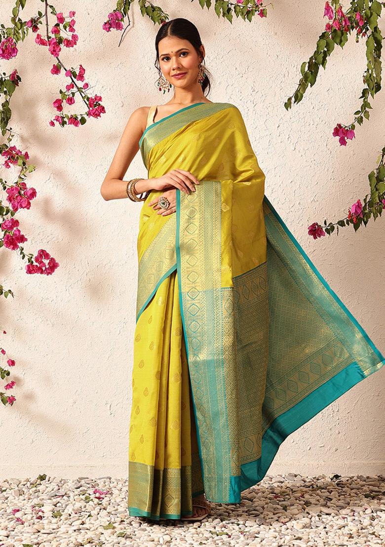 Yellow Woven Design Kanjivaram Silk Saree