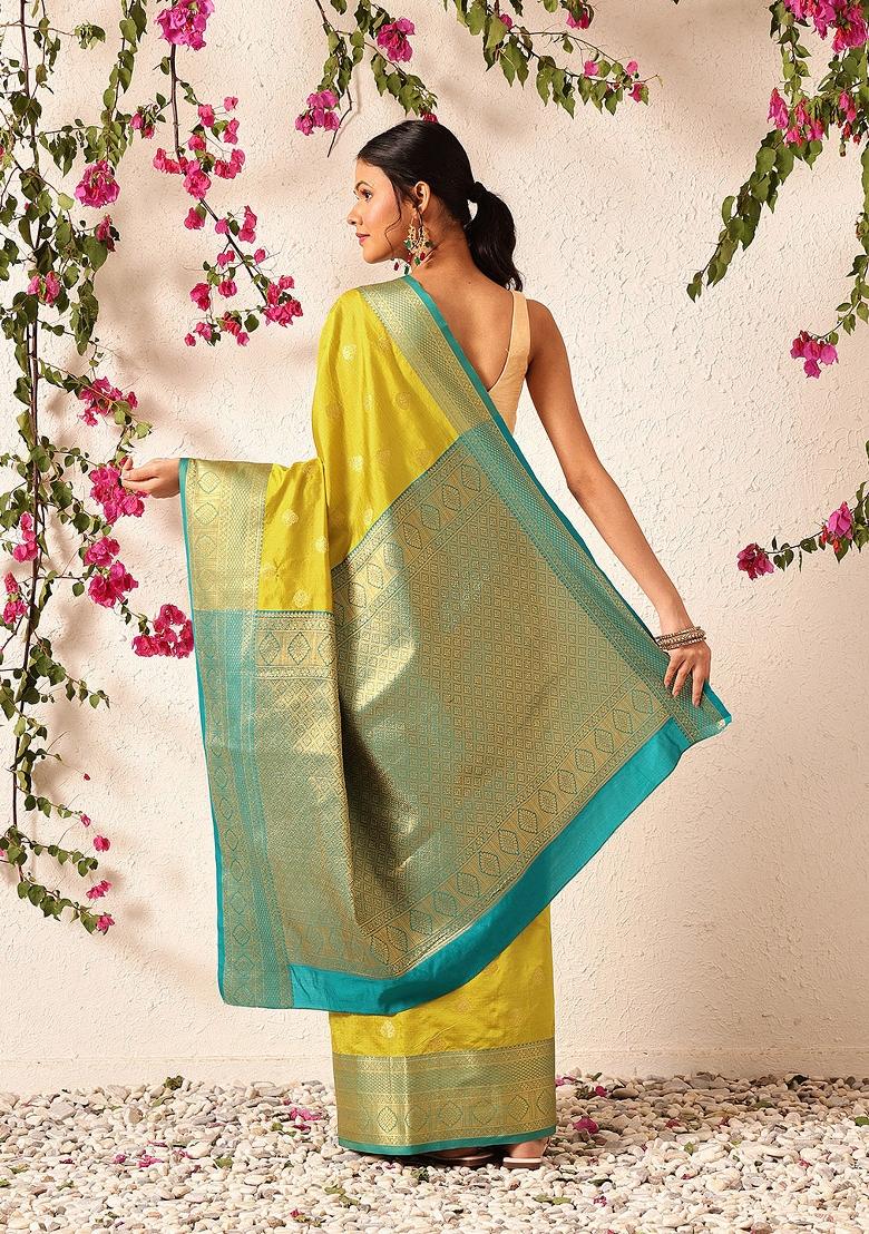 Yellow Woven Design Kanjivaram Silk Saree