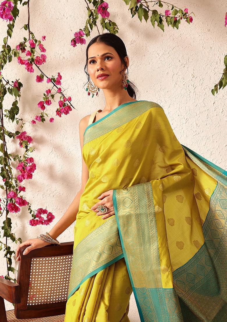 Yellow Woven Design Kanjivaram Silk Saree