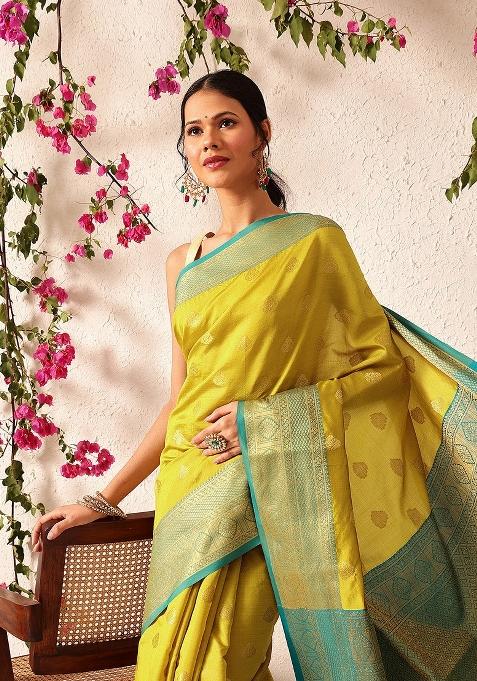 Yellow Woven Design Kanjivaram Silk Saree