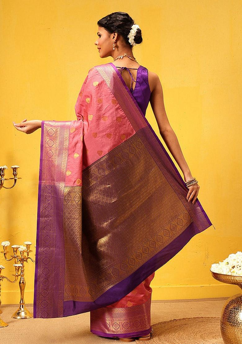 Pink Woven Design Kanjivaram Silk Saree