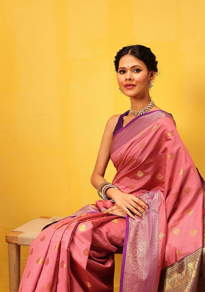 Pink Woven Design Kanjivaram Silk Saree