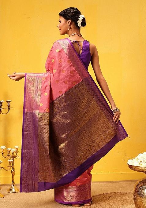 Pink Woven Design Kanjivaram Silk Saree