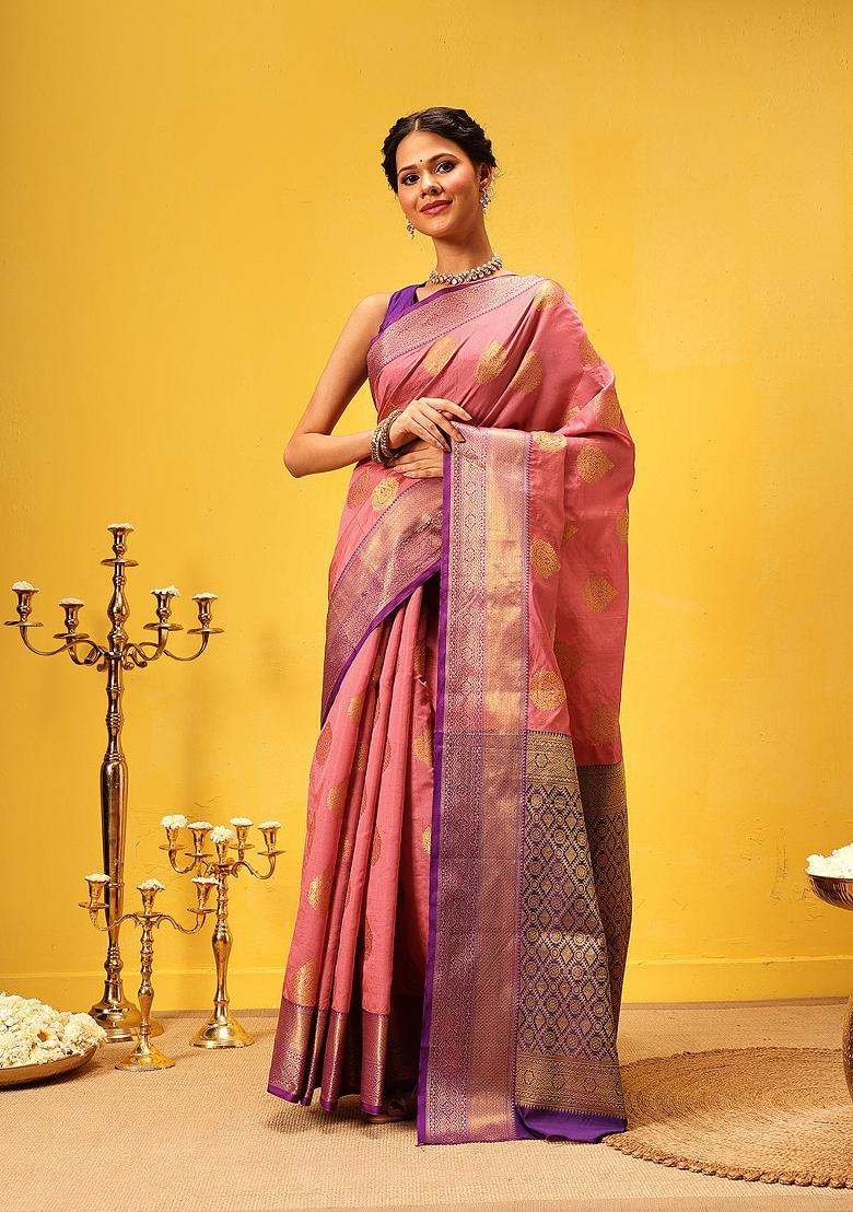 Pink Woven Design Kanjivaram Silk Saree