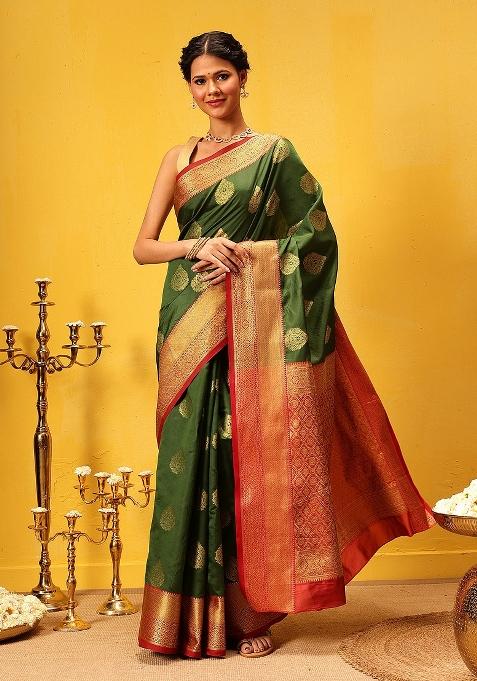 Green Woven Design Kanjivaram Silk Saree