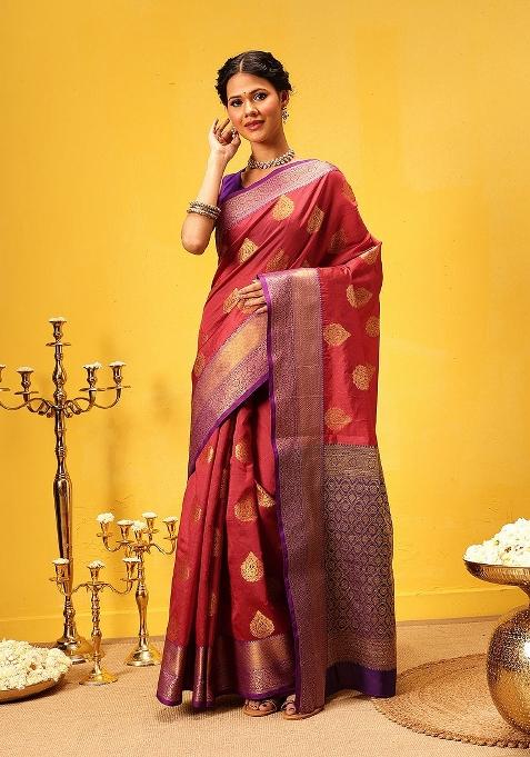 Red Woven Design Kanjivaram Silk Saree