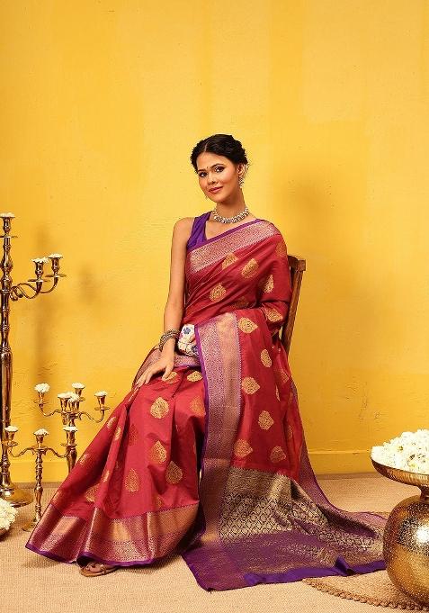 Red Woven Design Kanjivaram Silk Saree