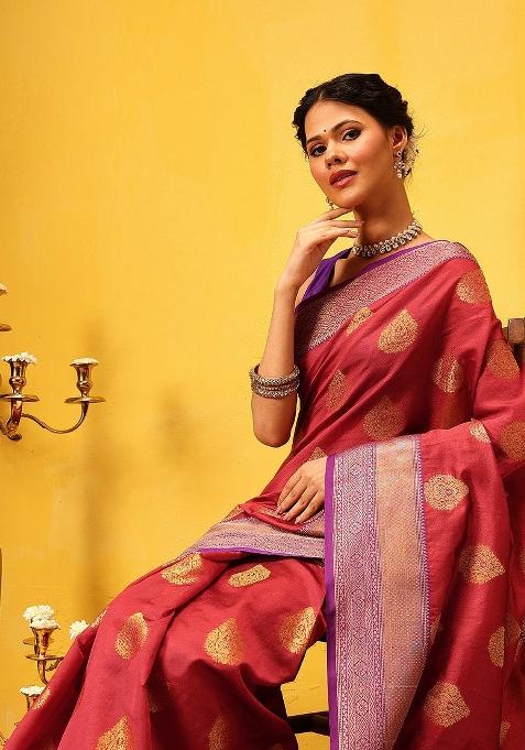 Red Woven Design Kanjivaram Silk Saree