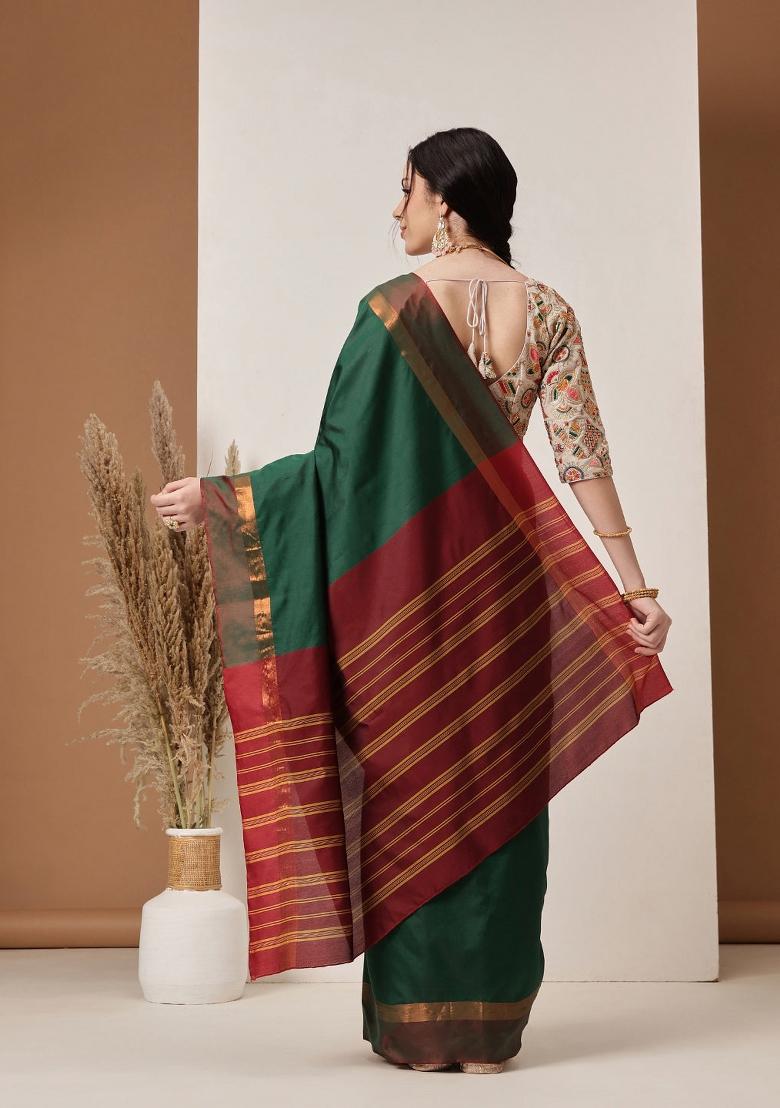 Green Solid Art Silk Saree