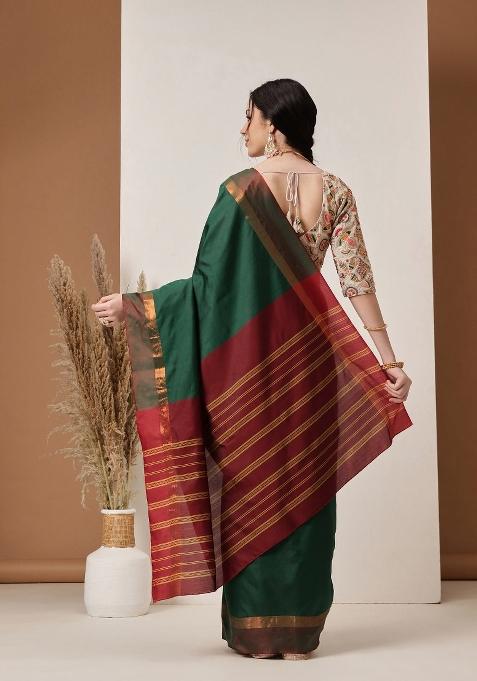 Green Solid Art Silk Saree