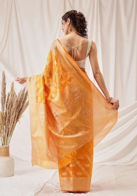 Yellow Woven Design Organza Silk Saree
