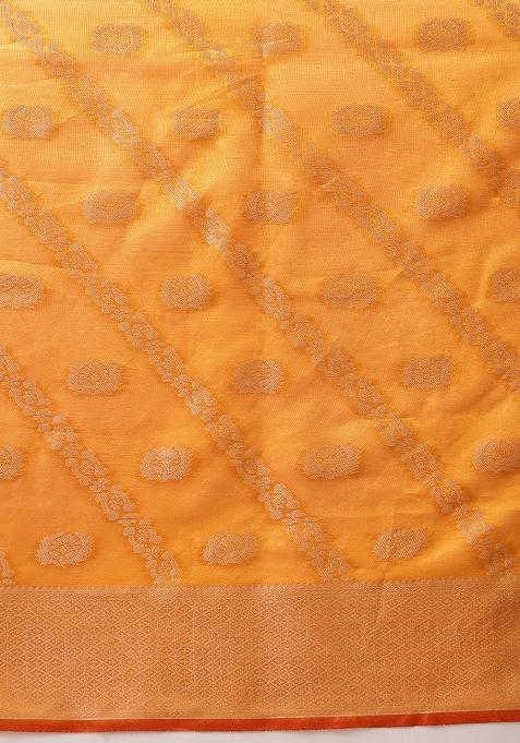 Yellow Woven Design Organza Silk Saree