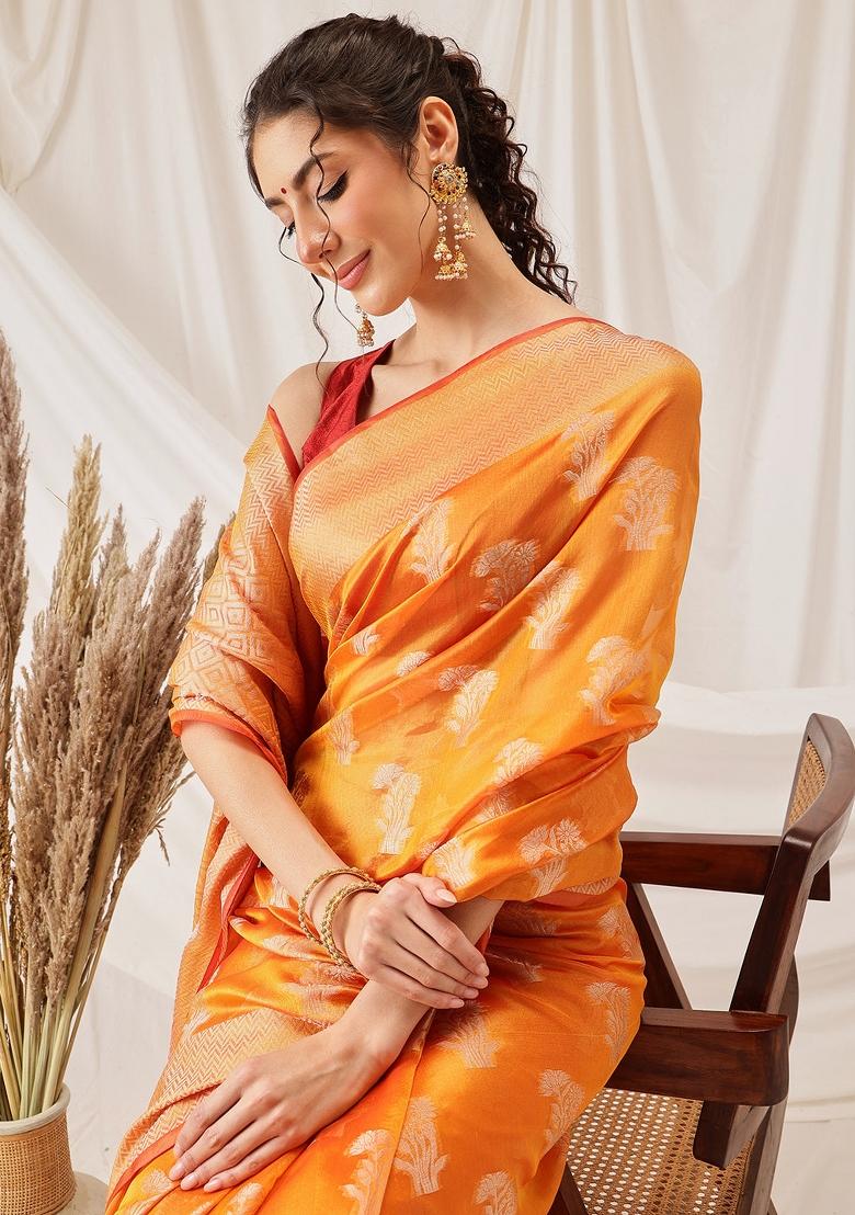 Yellow Woven Design Organza Silk Saree