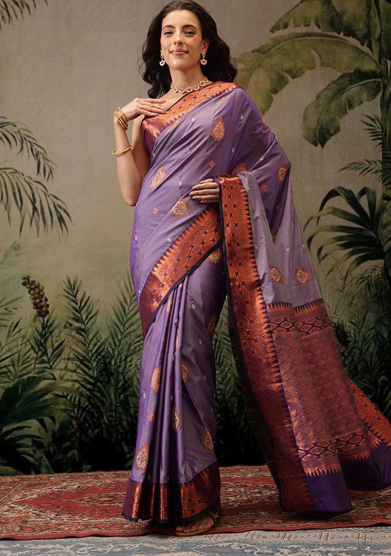 Purple Woven Design Banarasi Silk Saree